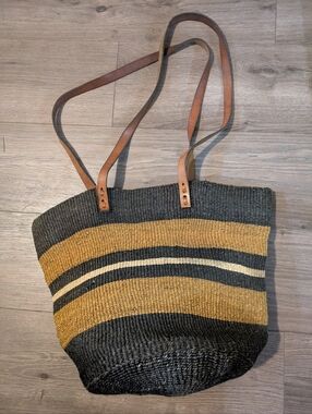 Womens Beach Raffia Shoulder Bucket Bag